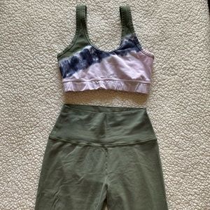 Offline OG Tie Dye Sport Bra & Legging Set Olive Green